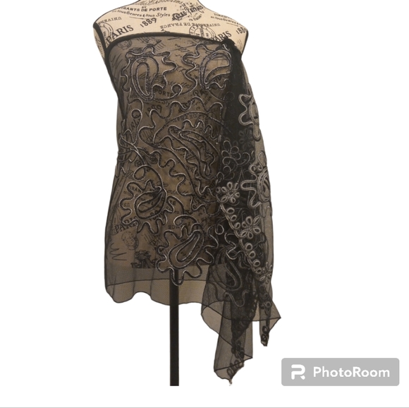 New Years Party Scarf Sheer Classy Summer Evening Hijab Sparkly Feminine Dainty - Picture 4 of 17